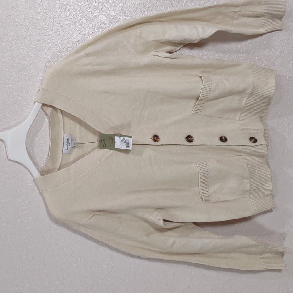 Goodfellow & Co Cream, Size L,Cardigan with Button Accents - Picture 8 of 17